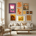 Petal plaid playtime I Poster by Miho Art Studio in Nordic Tranquility gallery wall