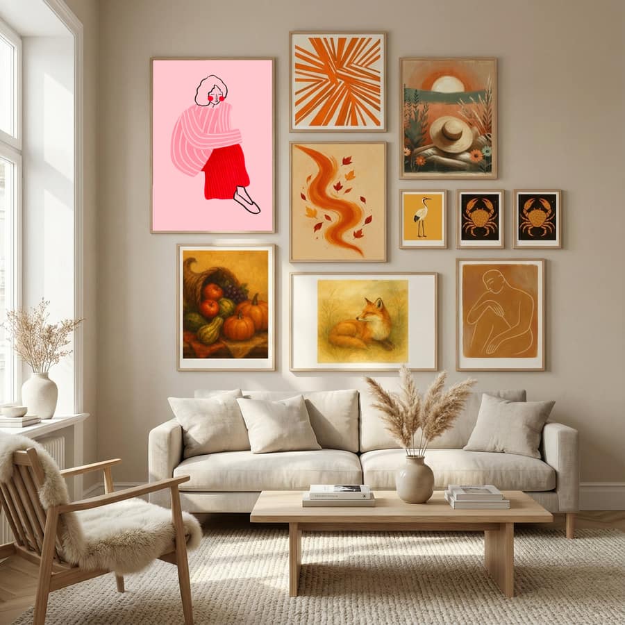 Pink and Red Line Lady Poster – plakat og kunsttryk
