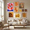 Red Poppies and Ladybirds Floral Illustration Poster by Dirkie Nell in Nordic Tranquility gallery wall