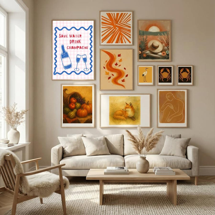 Save Water Drink Champagne Red Check Pattern Poster – poster and art print