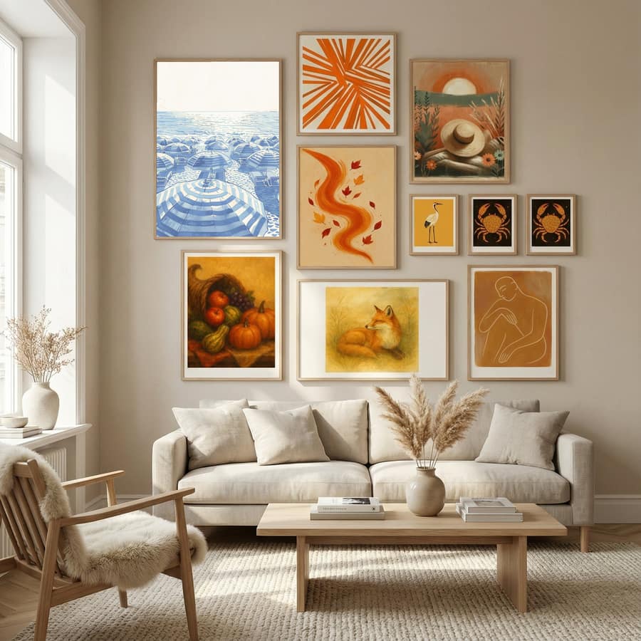Poster Striped Umbrellas Parchment – poster e stampa artistica