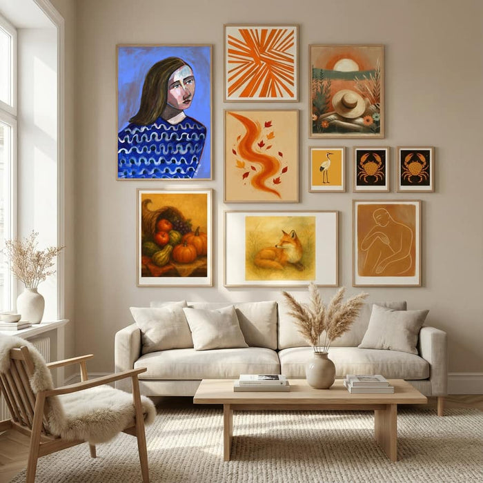 Poster Woman in Blue Sweater Naive Portrait Figurative – poster e stampa artistica