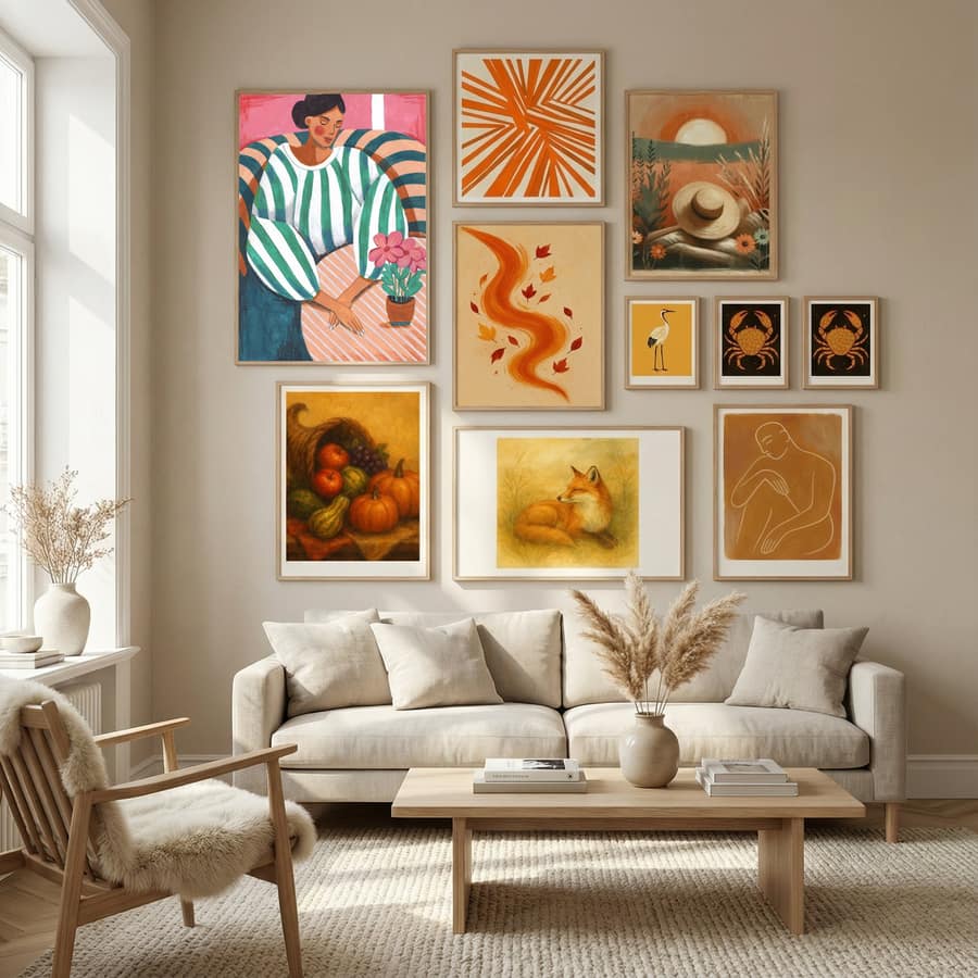 Affiche Woman in stripes in thought – affiche et impression d’art