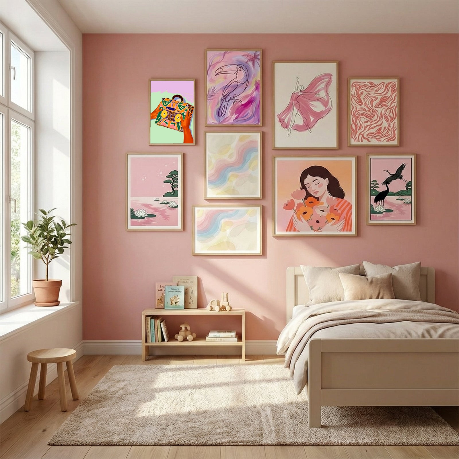 A Suitcase Full of Memories Poster by Uma Gokhale in Serene Pink gallery wall