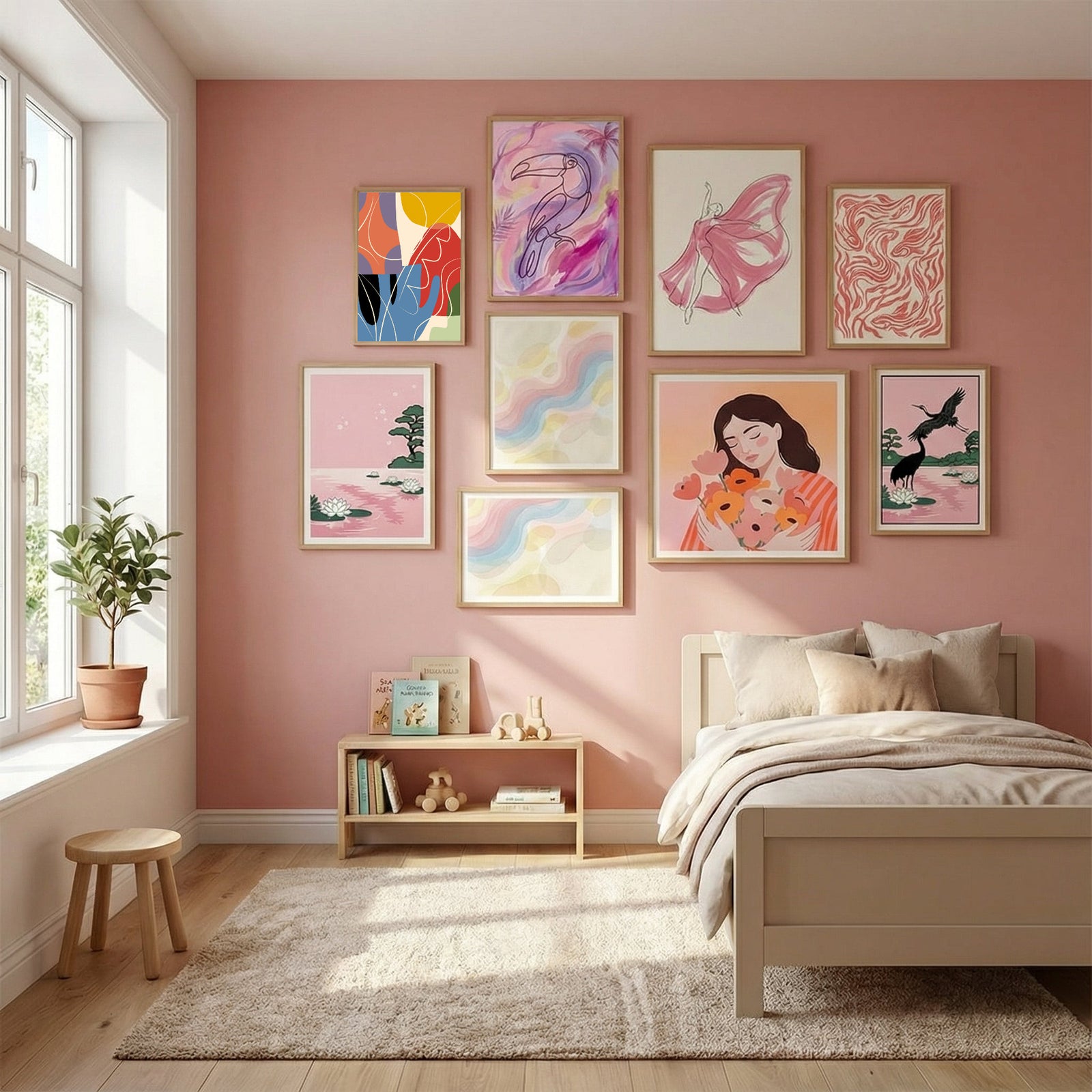Abstract Color Collage Poster by Little Dean in Serene Pink gallery wall