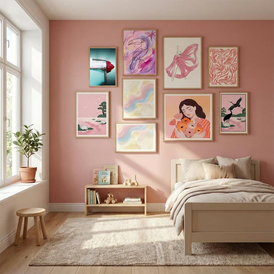 American classic car Super 88 1953 Rear Poster by Beate Gube in Serene Pink gallery wall