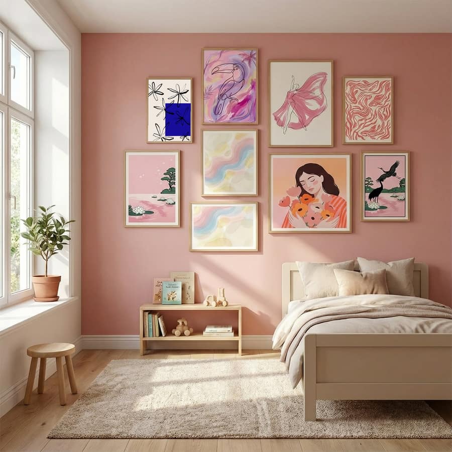 Bloomingpetalsno05 Poster by Treechild in Serene Pink gallery wall