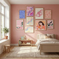 Blue and White Striped Nude Poster by Little Dean in Serene Pink gallery wall