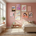 Misty Western Cattle Drive Poster by Shenshen Dou in Serene Pink gallery wall