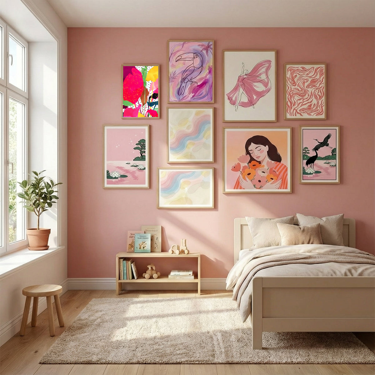 Modern Botanical Poster by Uma Gokhale in Serene Pink gallery wall
