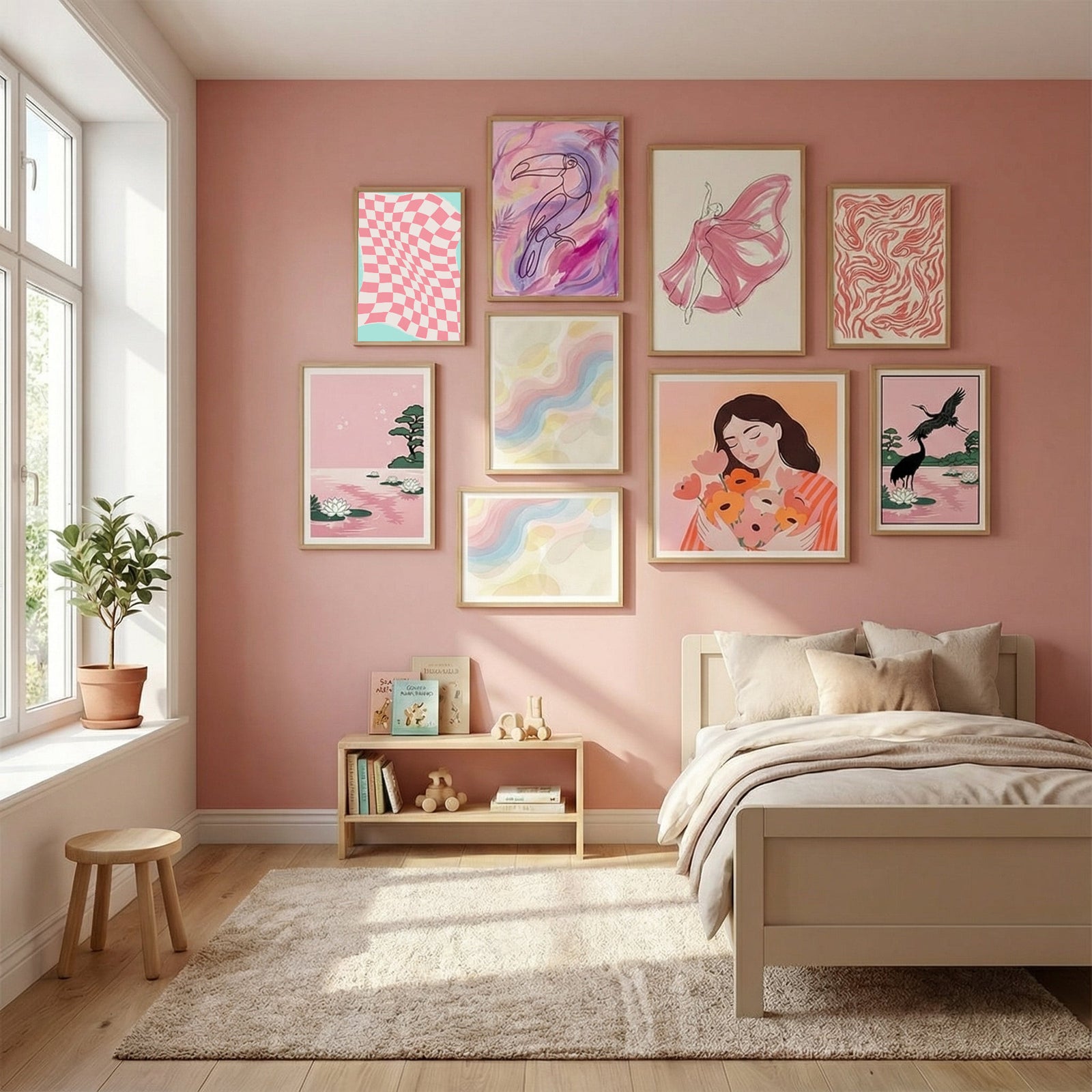 Pink Checker Cloth Poster by Little Dean in Serene Pink gallery wall