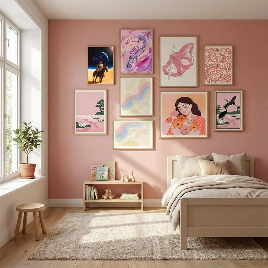 Space Cyborg Poster by Taudalpoi in Serene Pink gallery wall