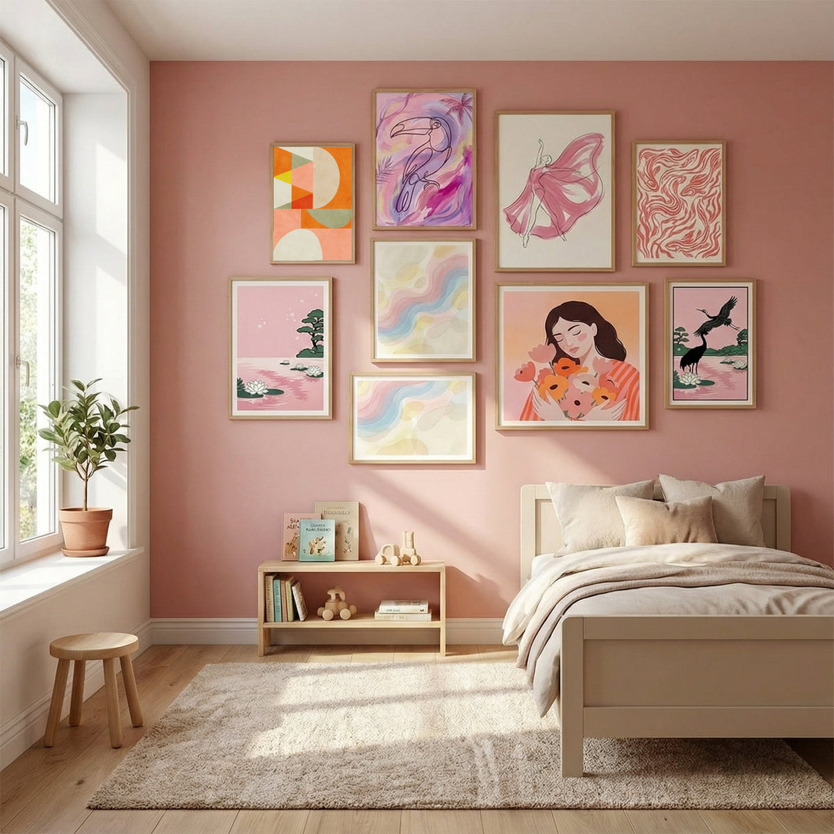 Summer Circles22 4 V Poster by Ana Rut Bre in Serene Pink gallery wall