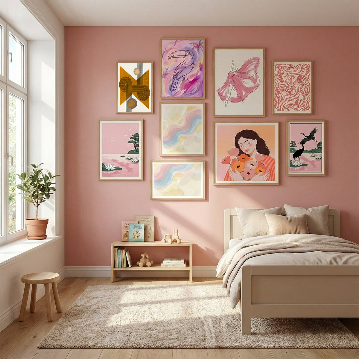 Textured Mid Century Composition 4 Poster by Little Dean in Serene Pink gallery wall