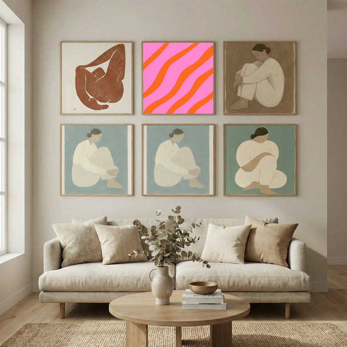Abstract Lines Orange and Pink Poster by Angela Minca in Still Air & Solitude gallery wall
