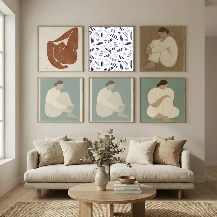 Falling Triple Lines Navy Blue -juliste – juliste ja taidepainatus