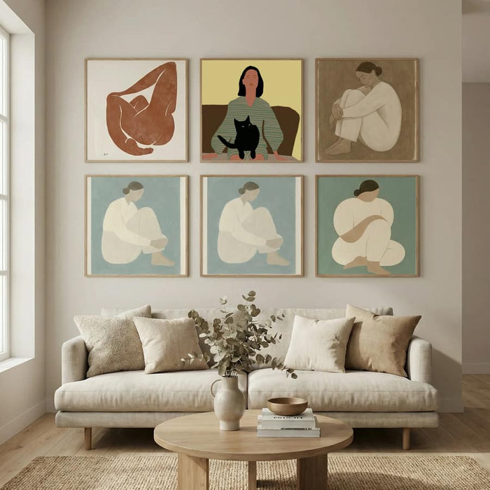 Póster Lady sitting with black cat. – póster e impresión artística