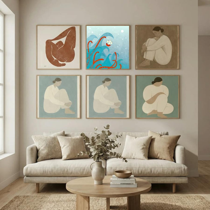 Sailing Boat and Sea Monster Poster – Poster und Kunstdruck