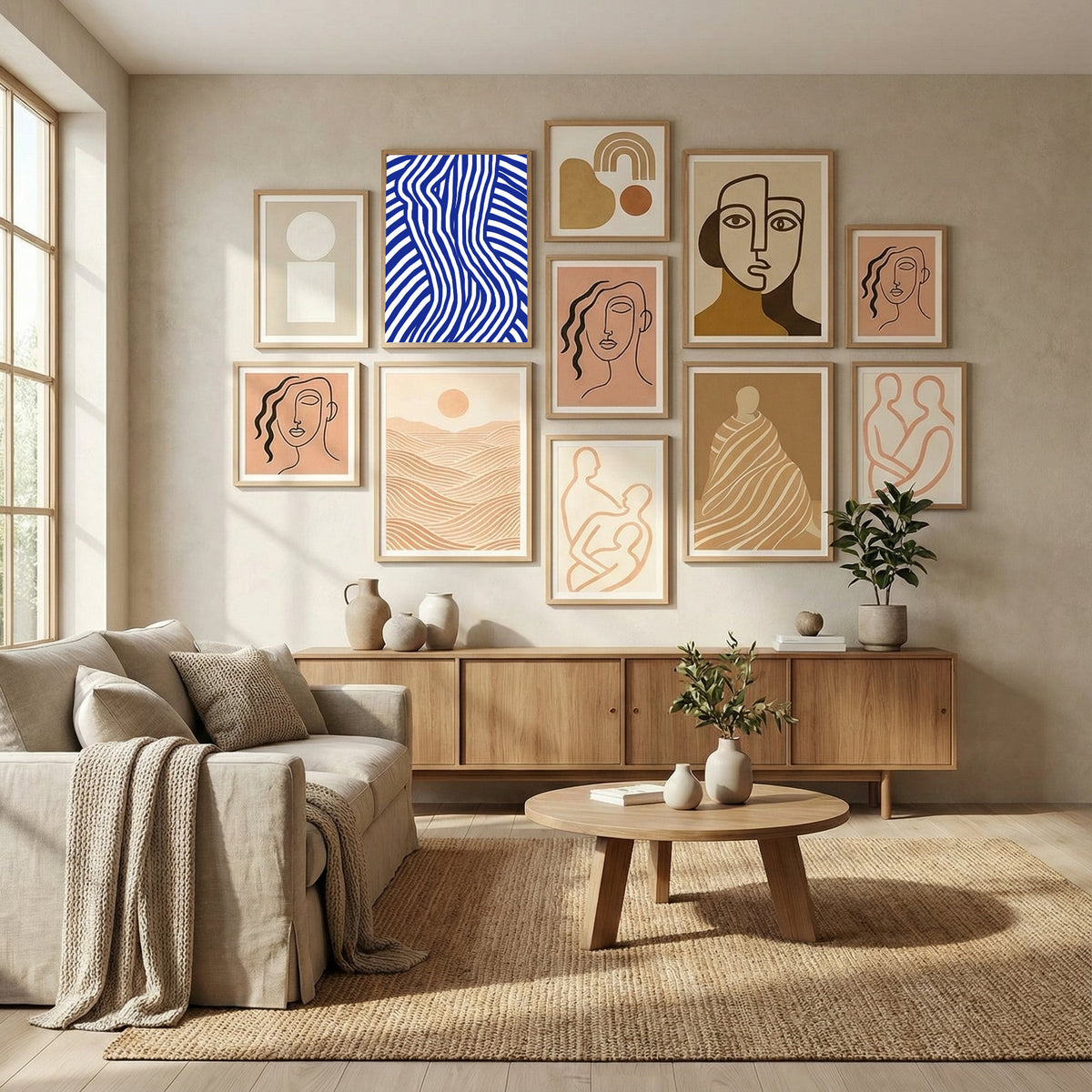 Blue and White Striped Nude Poster by Little Dean in Evolving Winter Elegance gallery wall