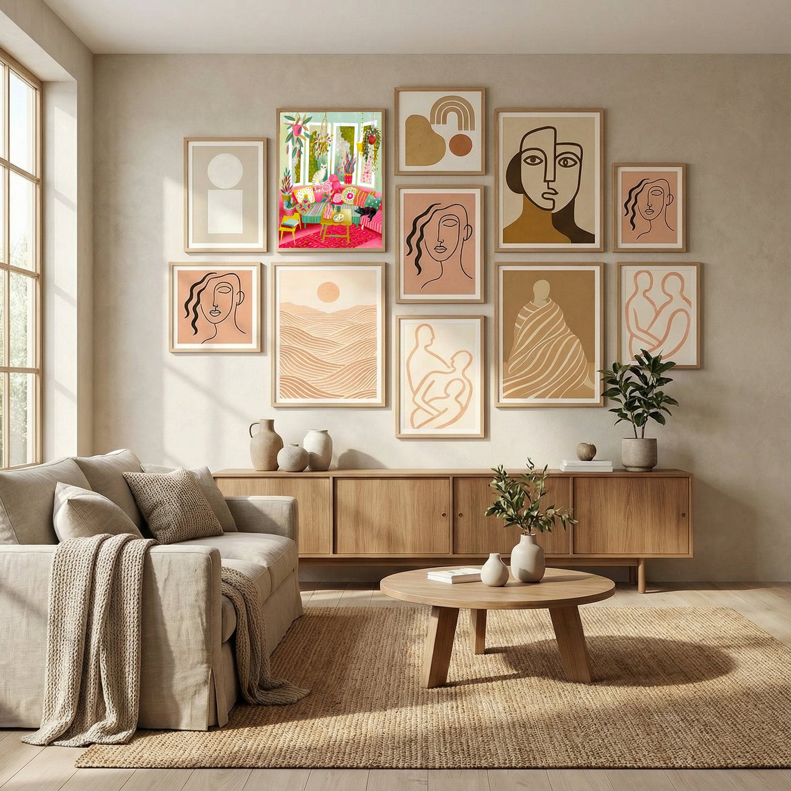 Bohemian Interior Colourful Chushions and Two Cats Poster by uta krogmann in Evolving Winter Elegance gallery wall