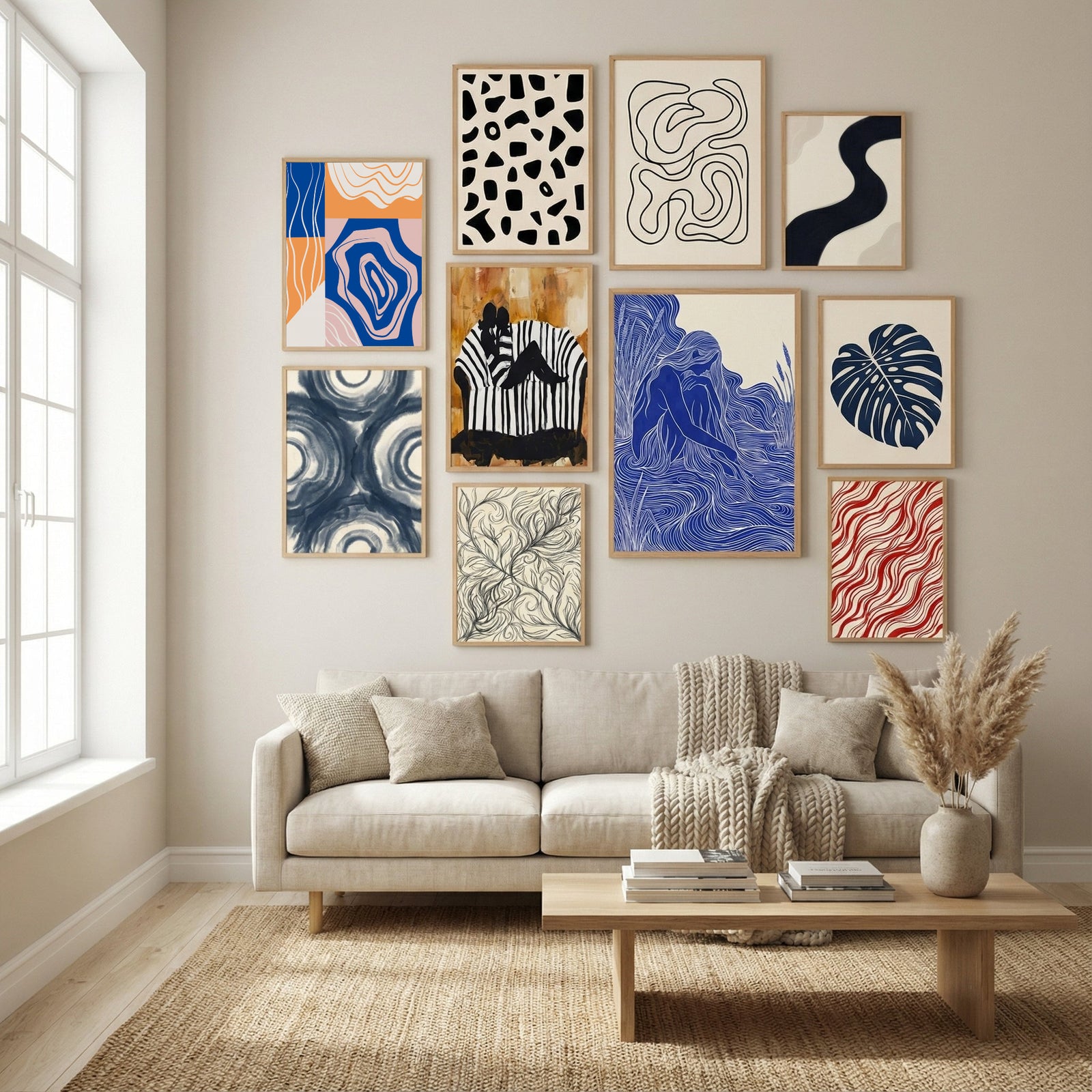 Abstract Collage In Blue and Orange Poster by Little Dean in Winter Sanctuary gallery wall