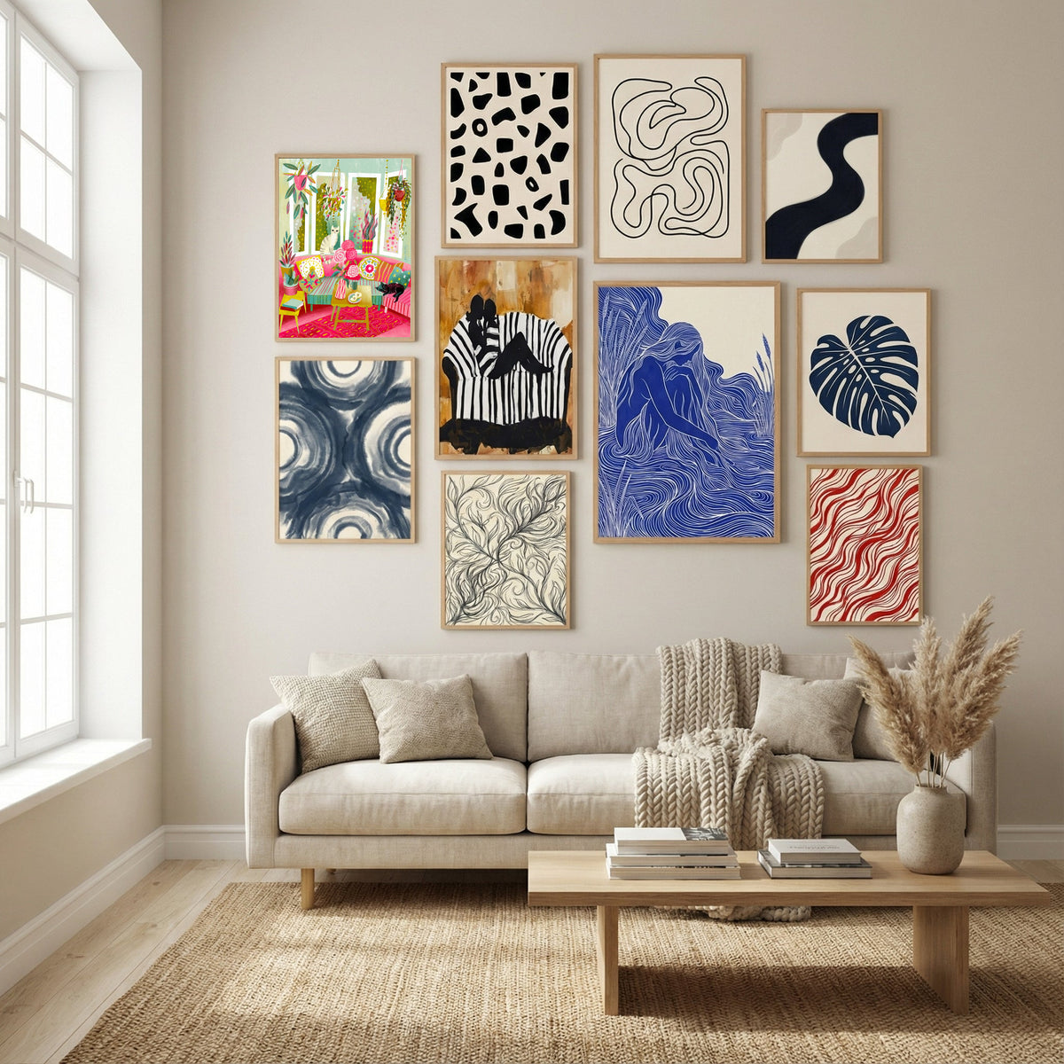 Bohemian Interior Colourful Chushions and Two Cats Poster by uta krogmann in Winter Sanctuary gallery wall