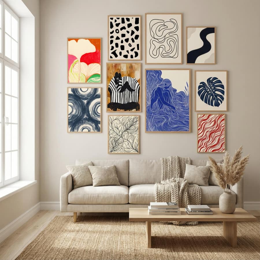Ginkgo Leaves In Color I Poster by Janel Bragg in Winter Sanctuary gallery wall