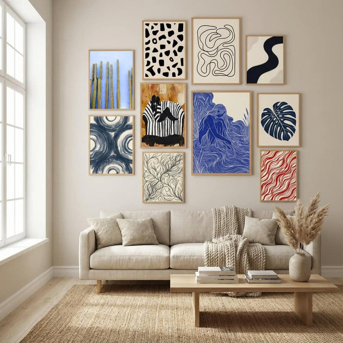 Tall Cacti on Blue | Oaxaca Mexico Travel Poster by Raisa Zwart in Winter Sanctuary gallery wall