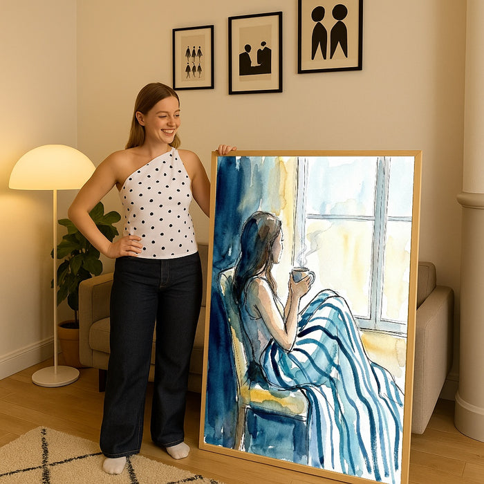 Striped Serenity Blue – poster and art print