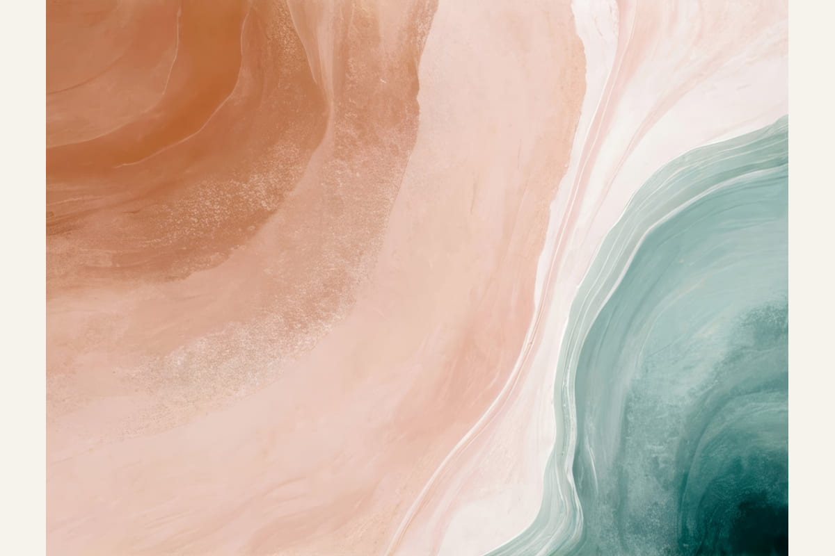 Blush Sand and Teal Sea Poster – plakat og kunsttryk