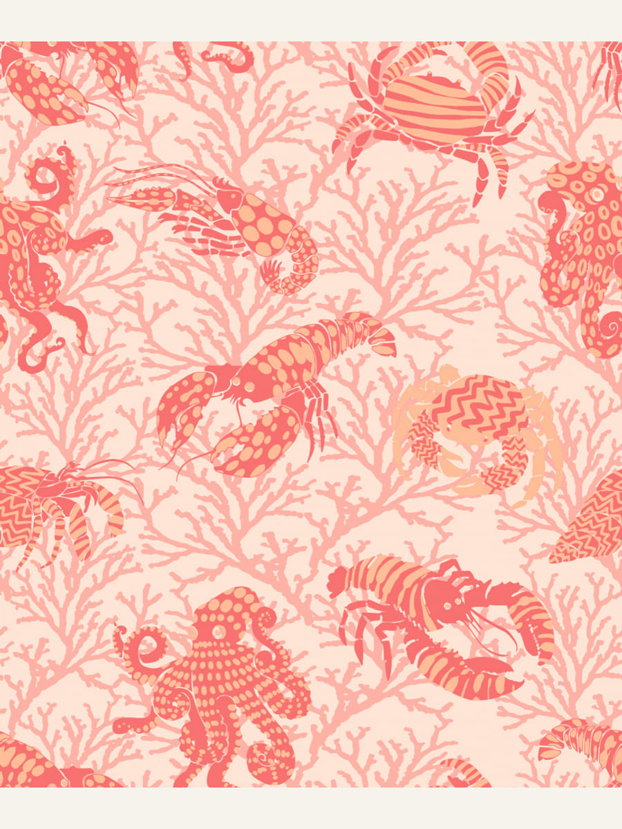 Coral and Lobster peachy fuzz pattern Poster – poster and art print