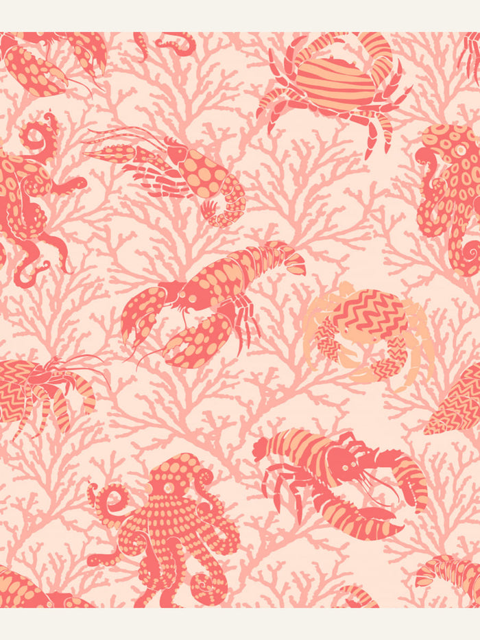 Coral and Lobster peachy fuzz pattern Poster – poster and art print