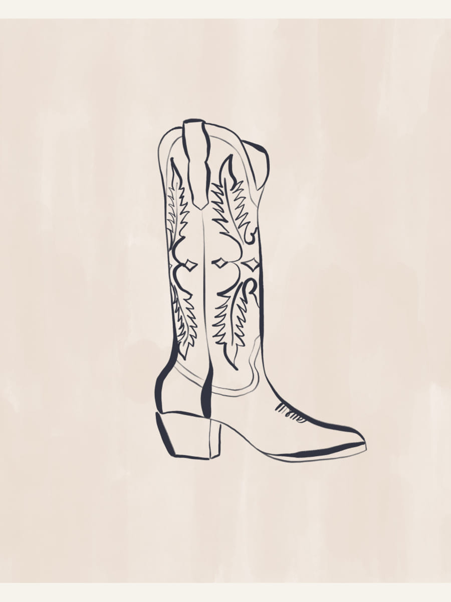 Póster Cowboy Boots By Ivy Green Illustrations – póster e impresión artística