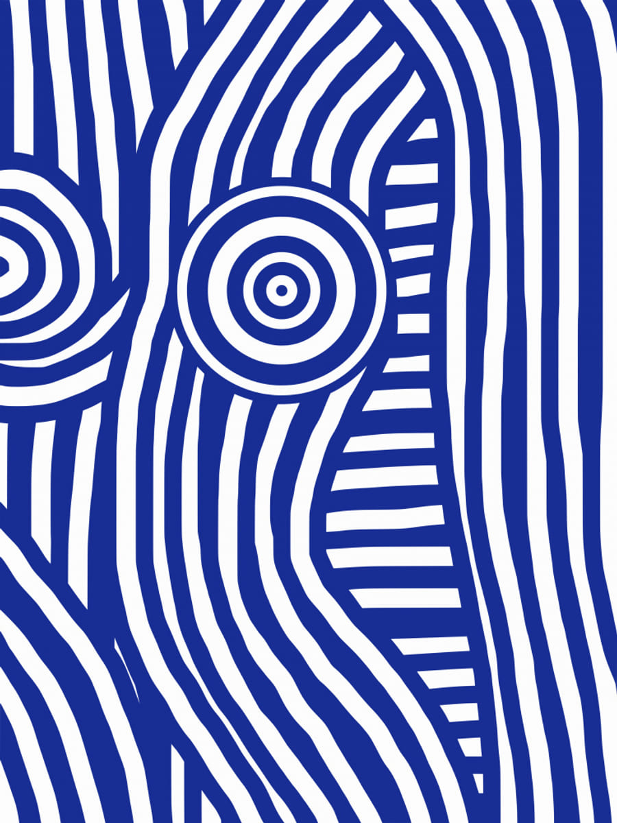 Front Blue and White Striped Nude Poster – poster and art print