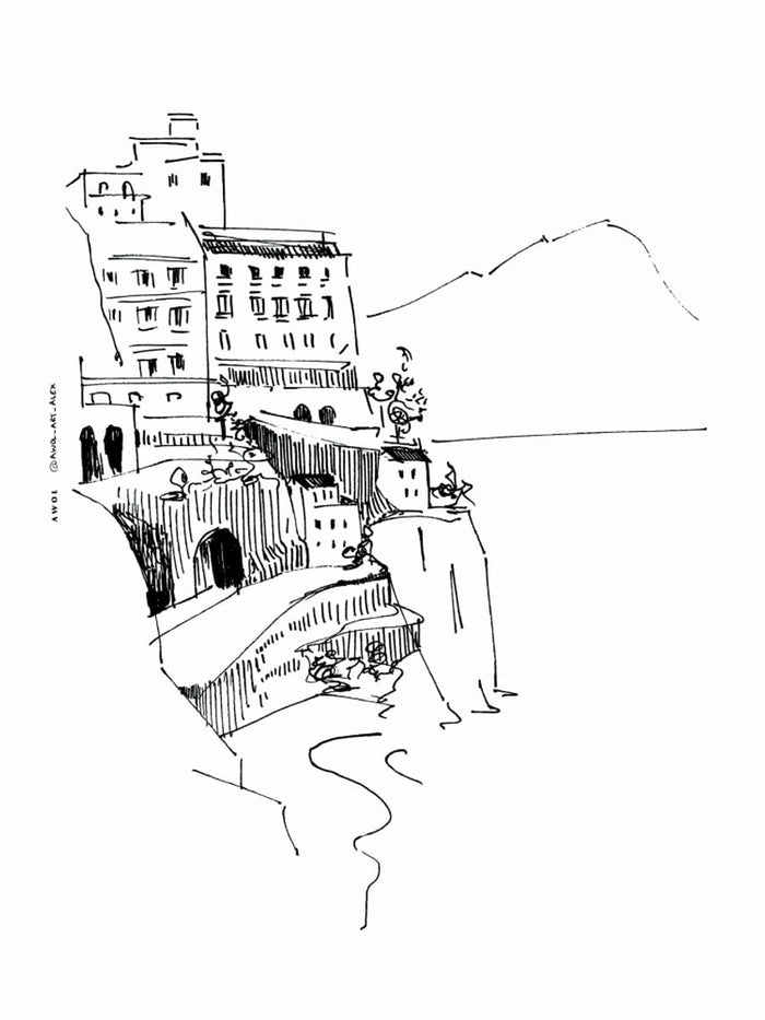 Italian Landscape Art, Amalfi Coast Small Towns By The Sea Poster – Poster und Kunstdruck
