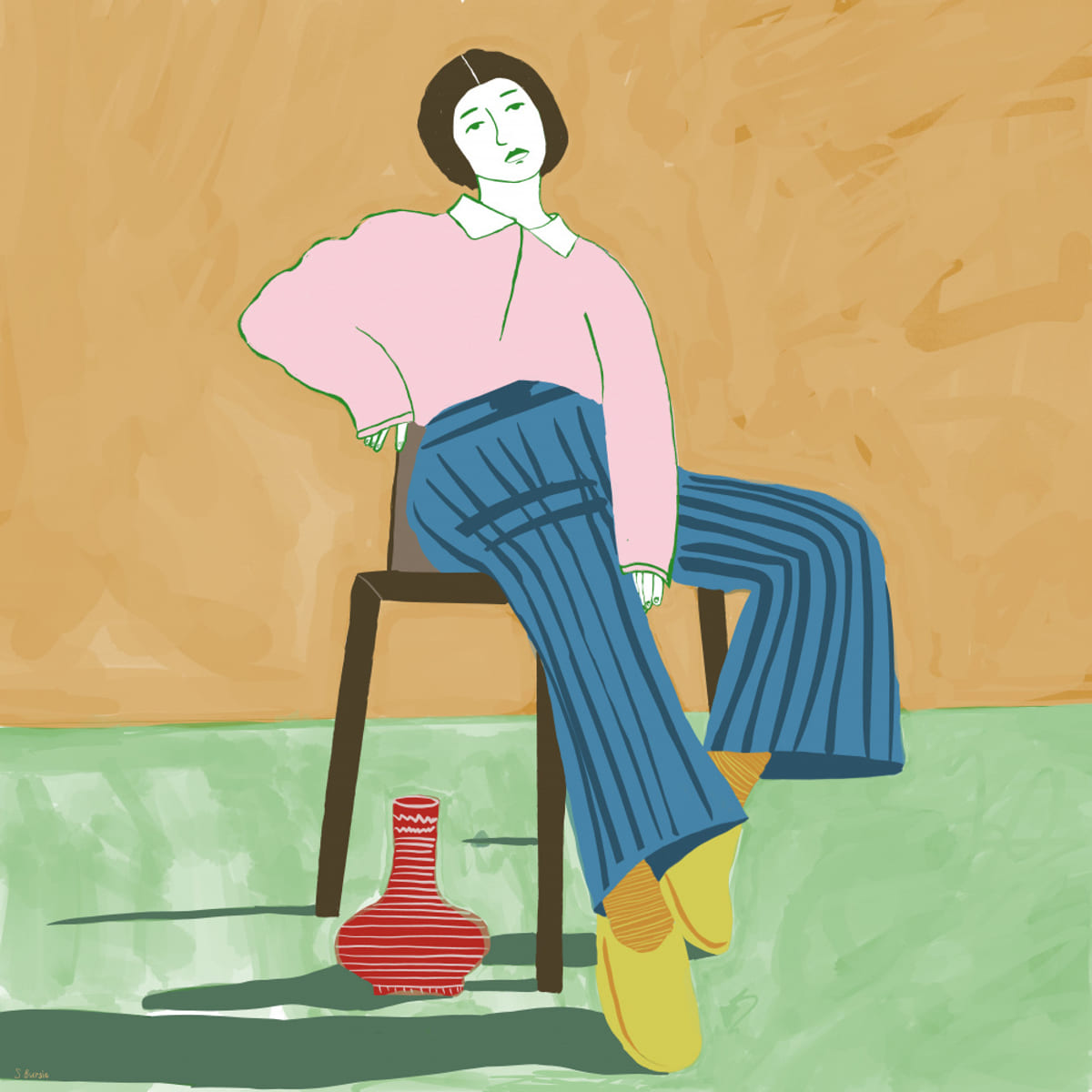 Lady Sitting with her vase Poster – Poster und Kunstdruck