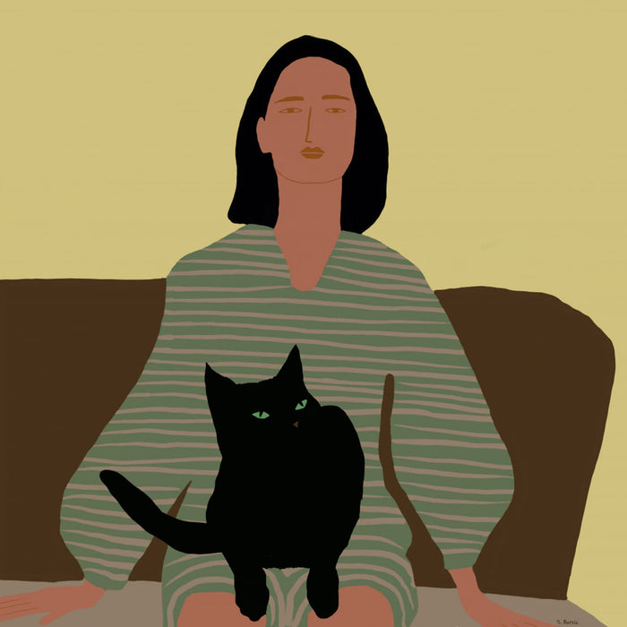 Póster Lady sitting with black cat. – póster e impresión artística