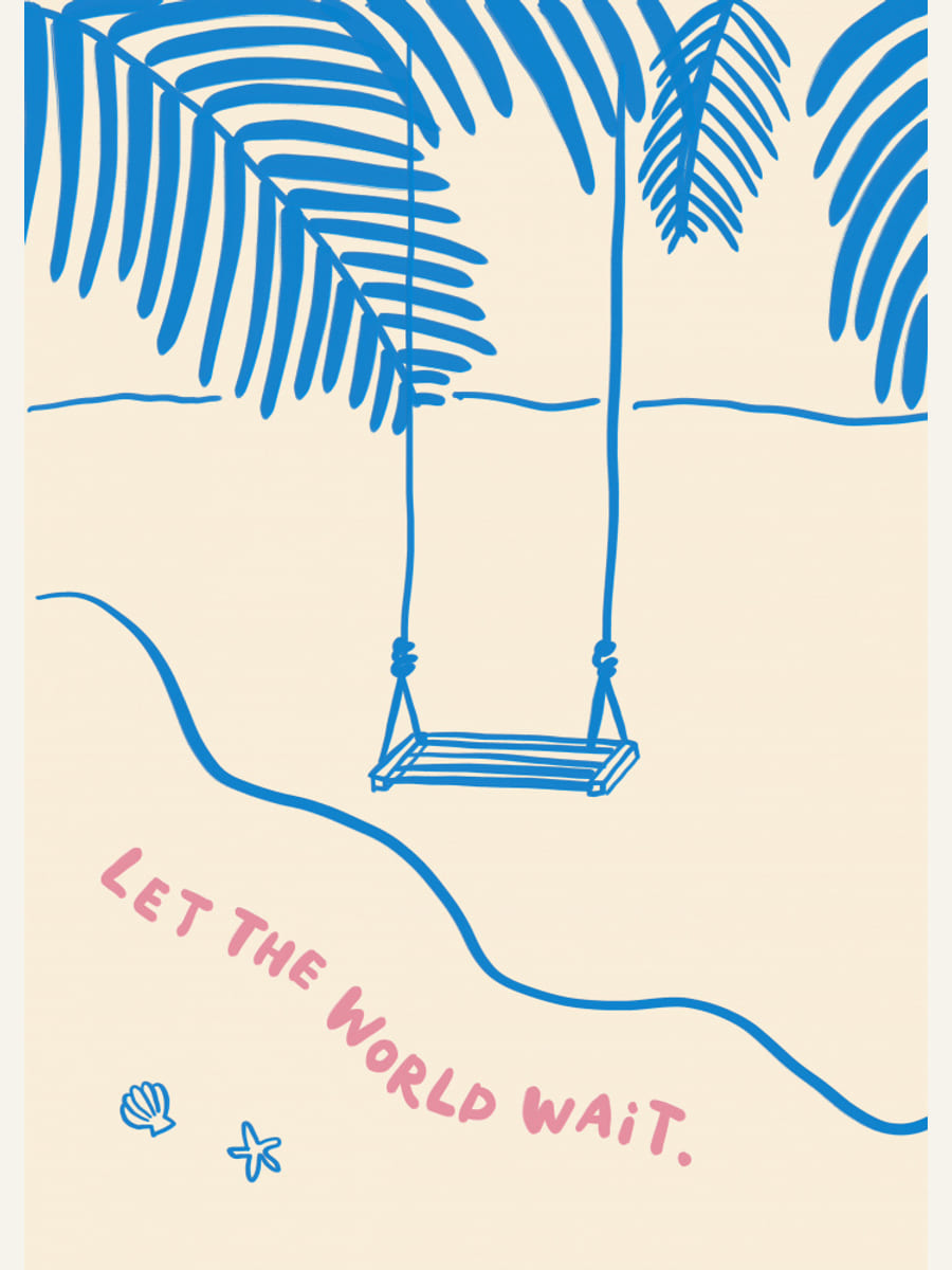 Let the World Wait - Beachside Swing Art Poster – plakat og kunsttryk