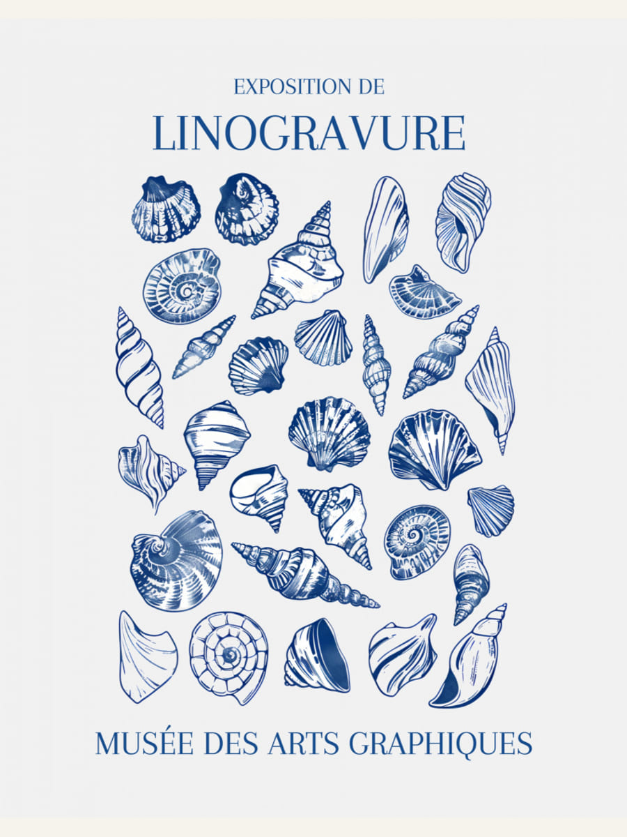 Lino Seashell Art Market Poster – Poster und Kunstdruck