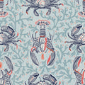 Lobster and crab coastal nostalgia mint pattern Poster – poster and art print