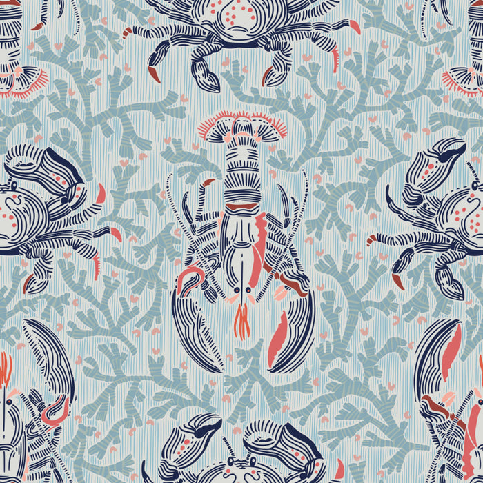 Lobster and crab coastal nostalgia mint pattern Poster – poster and art print