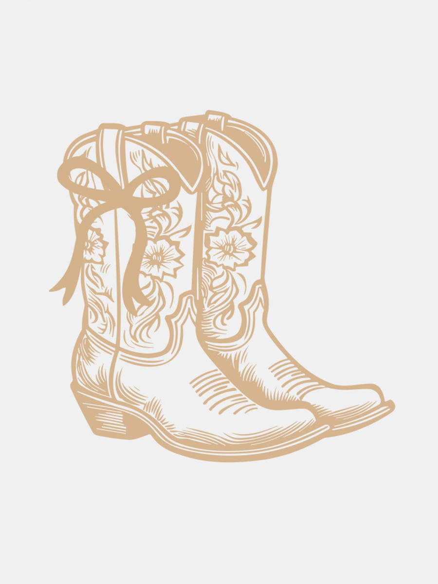 Neutral Cowgirl Boots with Bow Poster – plakat og kunsttryk