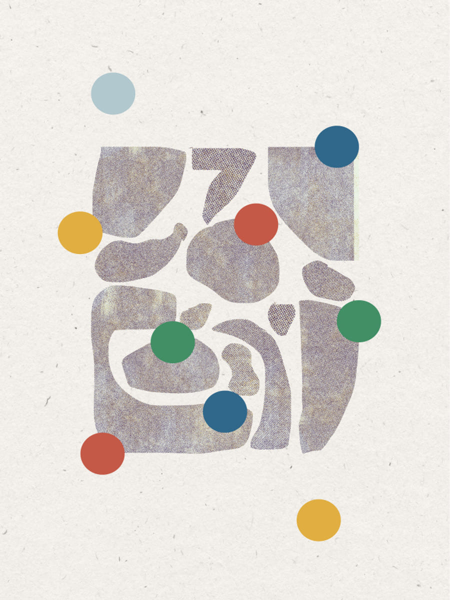 Retro Dots and Paper Poster – plakat og kunsttryk