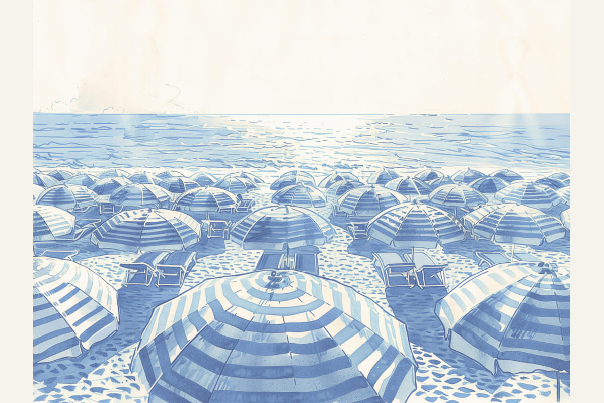 Poster Striped Umbrellas Parchment – poster e stampa artistica