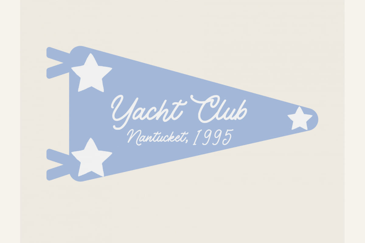 Yacht Club Blue Pennant Parchment Poster – plakat og kunsttryk